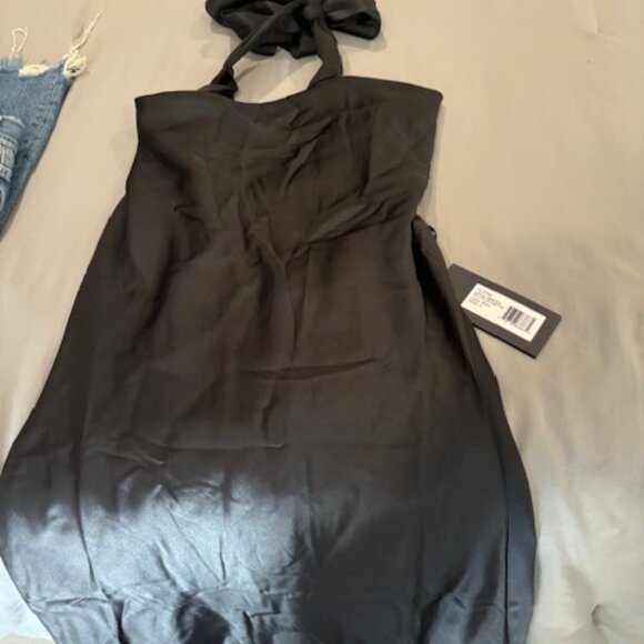 NWT - Halston Cowlneck Satin Dress - Picture 2 of 4